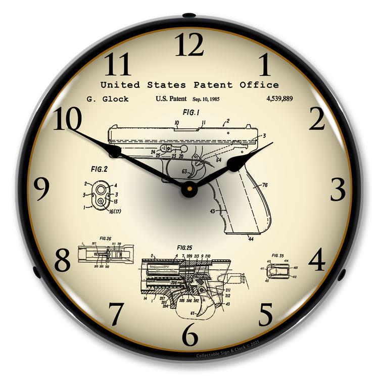 Glock Automatic Gun 1985 Patent LED Clock Grease Monkey Garage