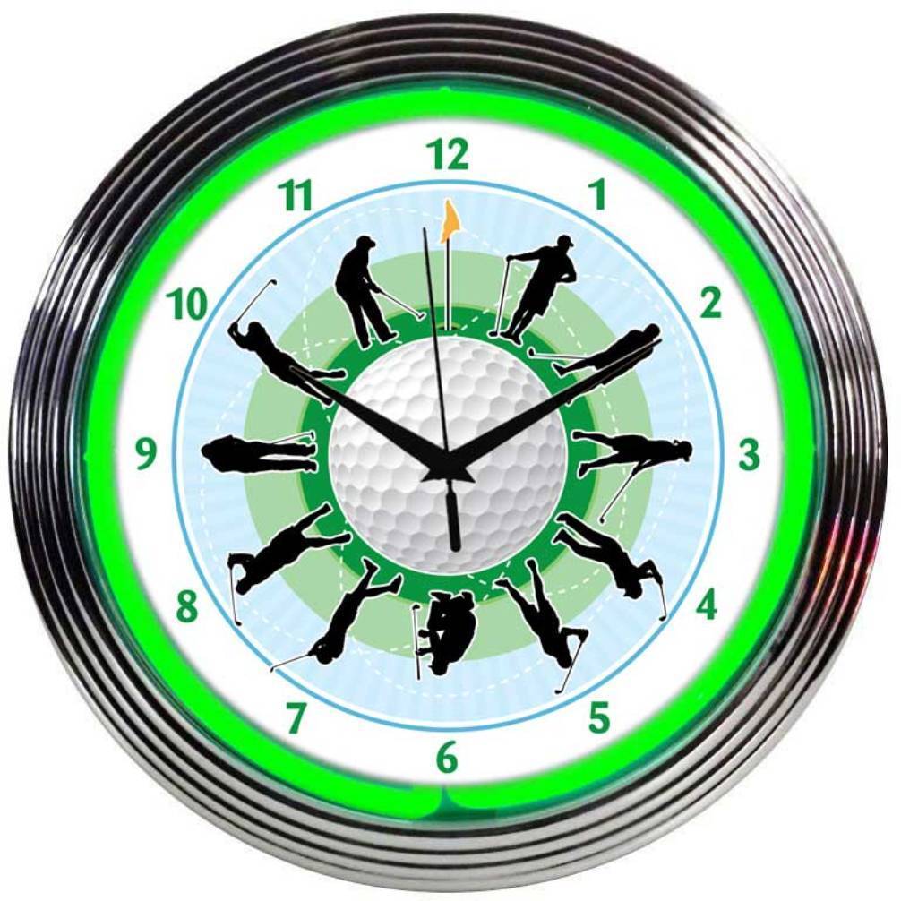 Golf Neon Clock-Clocks-Grease Monkey Garage