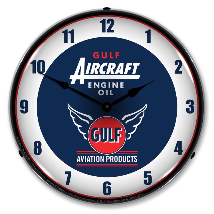 Gulf Aircraft Engine Oil LED Clock-LED Clocks-Grease Monkey Garage
