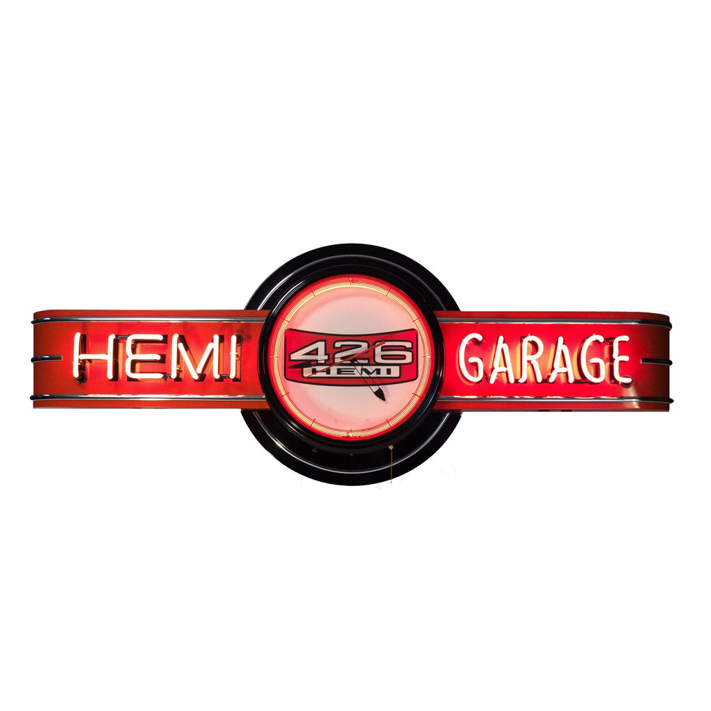 Hemi Garage Neon Clock Sign-Neon Clock Signs-Grease Monkey Garage