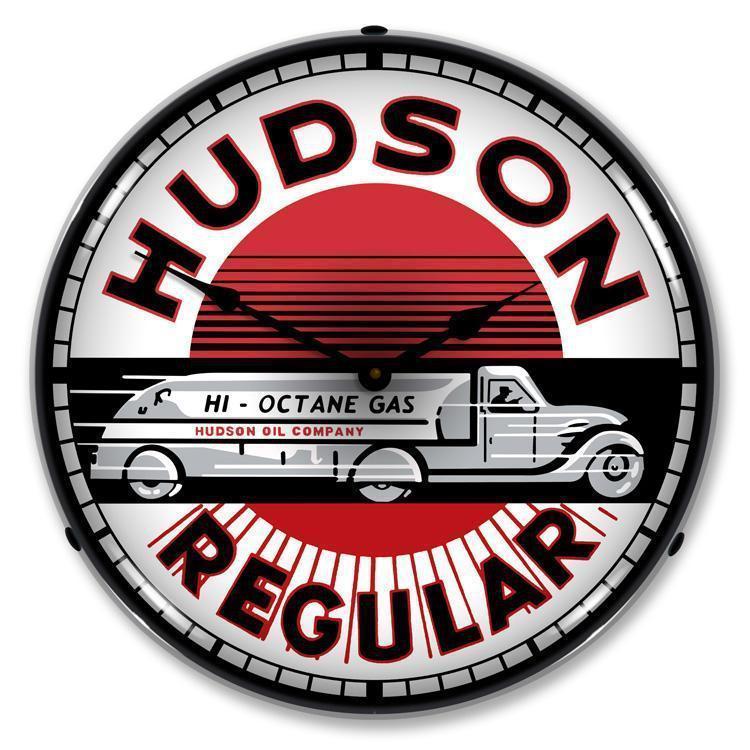 Hudson Gas Backlit LED Clock-LED Clocks-Grease Monkey Garage