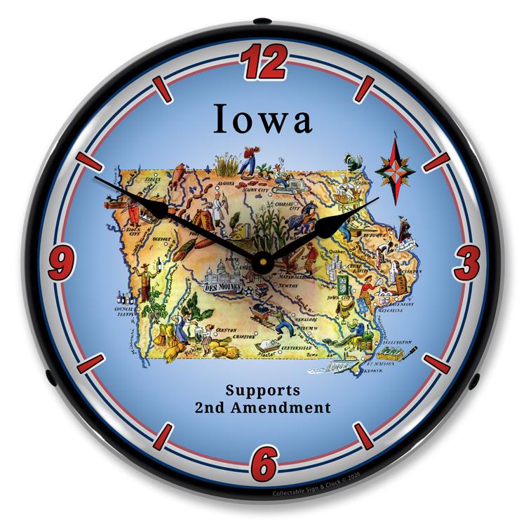 Iowa Supports the 2nd Amendment LED Clock-LED Clocks-Grease Monkey Garage