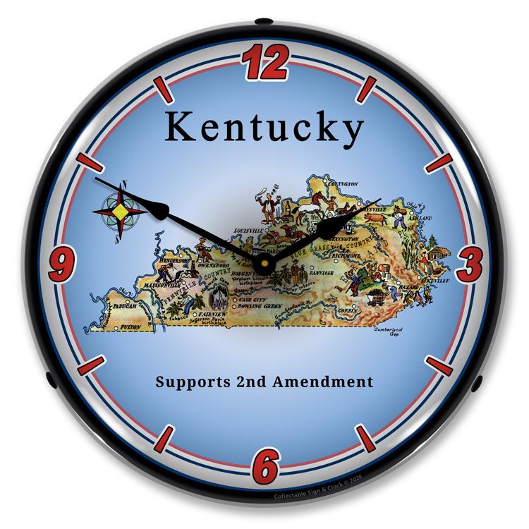 Kentucky Supports the 2nd Amendment LED Clock-LED Clocks-Grease Monkey Garage