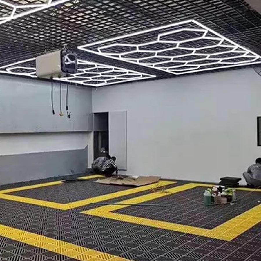 LED Hexagon Lighting System-Grease Monkey Garage