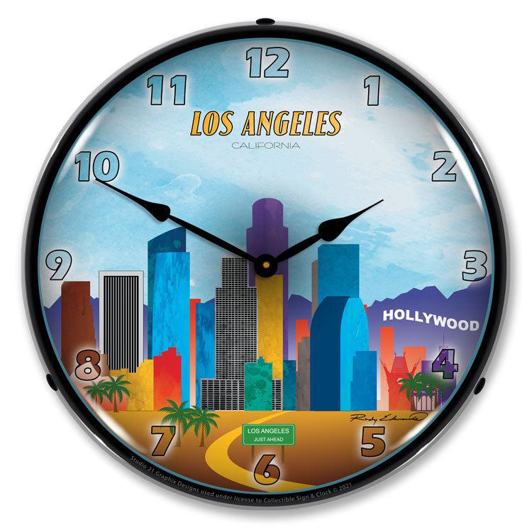 Los Angeles Skyline LED Clock-LED Clocks-Grease Monkey Garage
