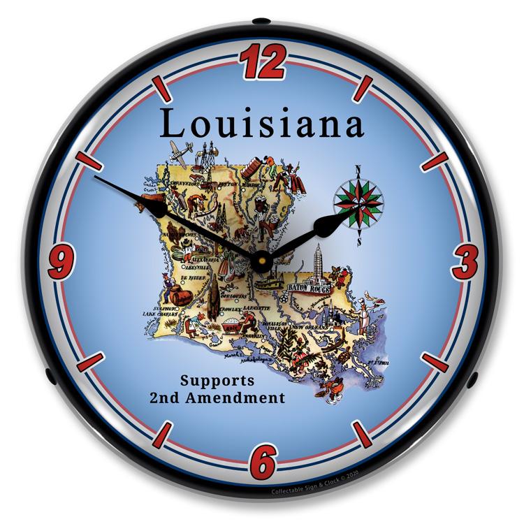 Louisiana Supports the 2nd Amendment LED Clock-LED Clocks-Grease Monkey Garage