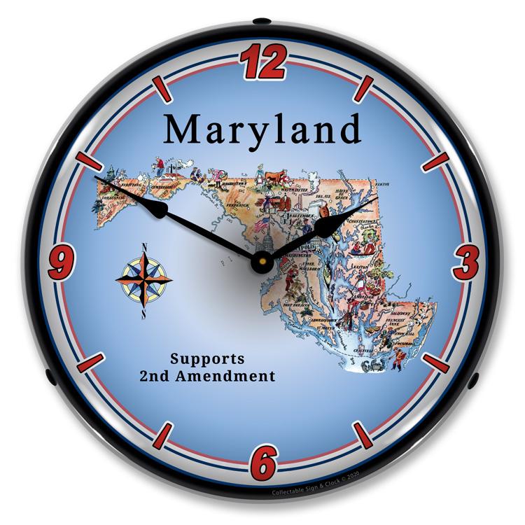 Maryland Supports the 2nd Amendment LED Clock-LED Clocks-Grease Monkey Garage