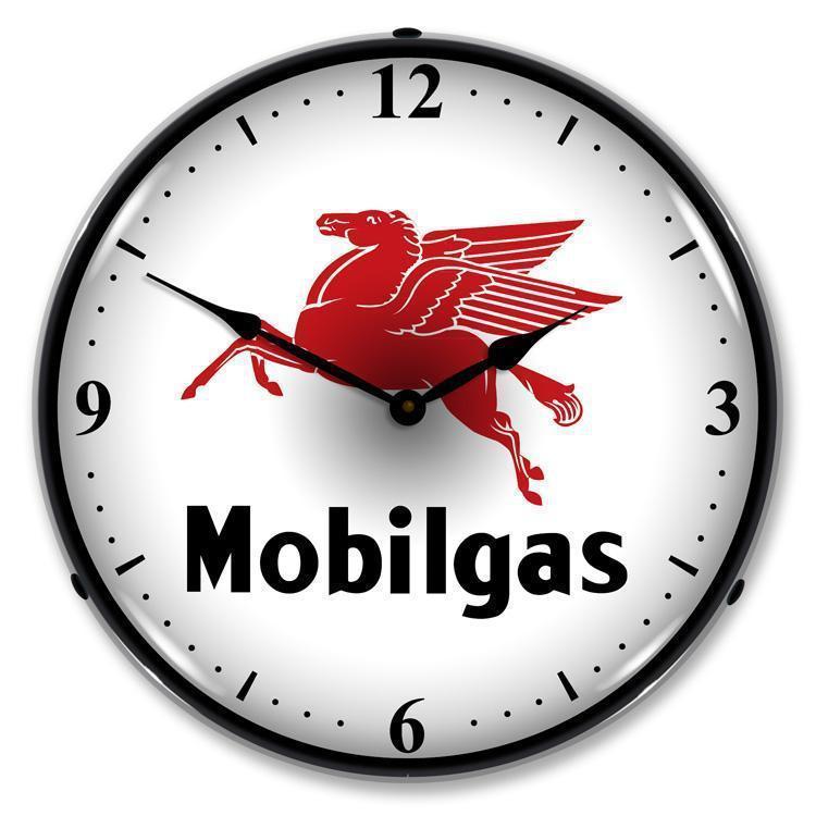 Mobilgas Backlit LED Clock-LED Clocks-Grease Monkey Garage