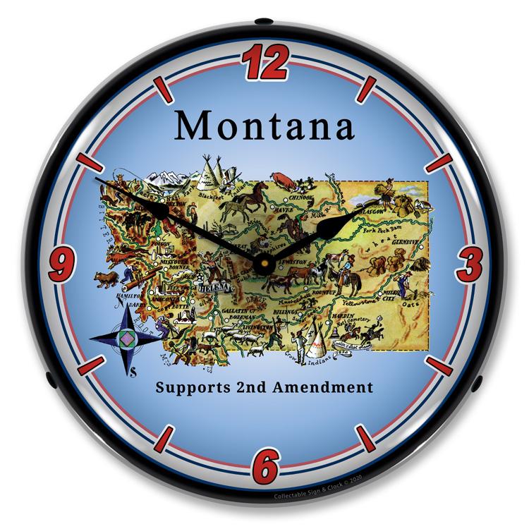 Montana Supports the 2nd Amendment LED Clock-LED Clocks-Grease Monkey Garage