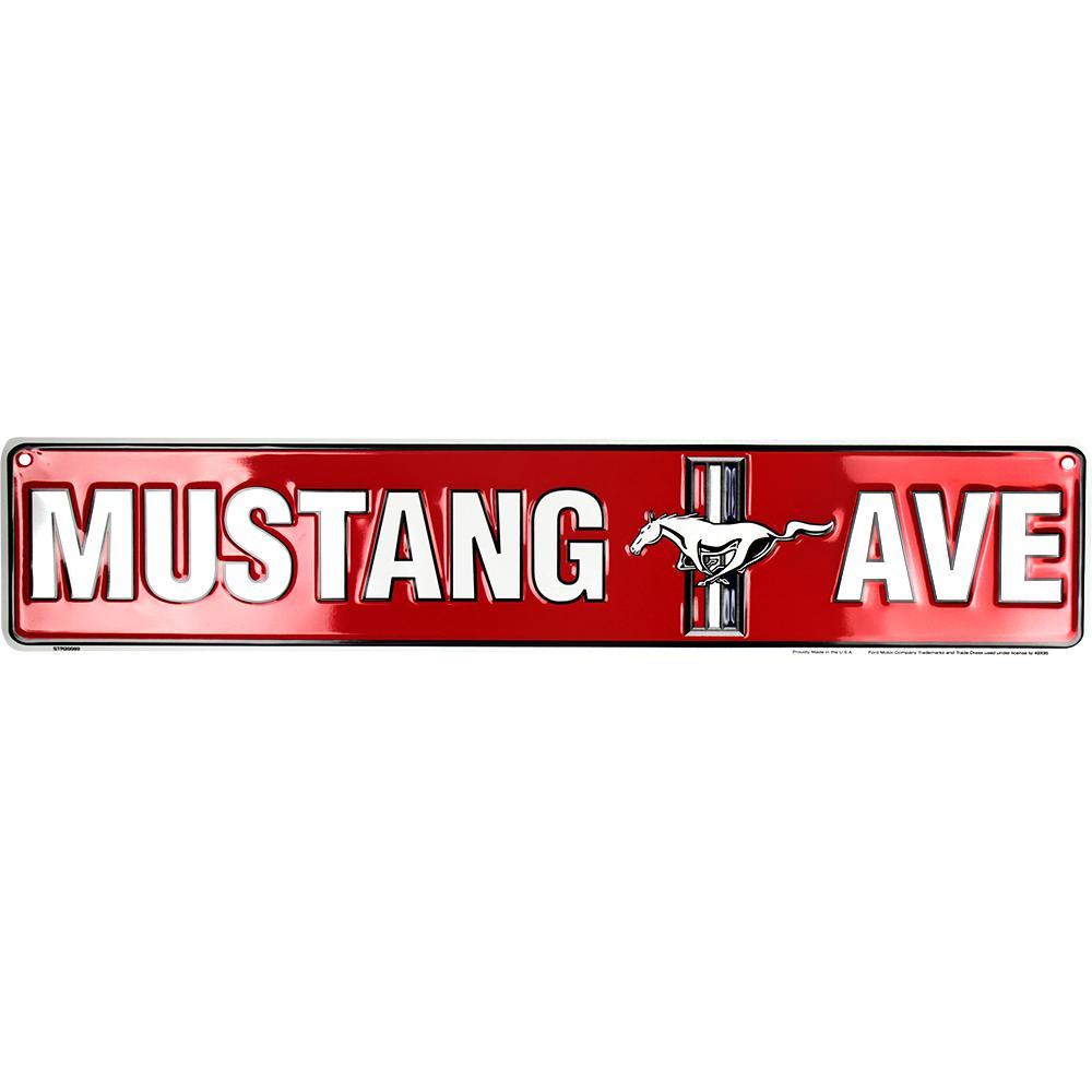 Mustang Ave Metal Street Sign-Metal Signs-Grease Monkey Garage