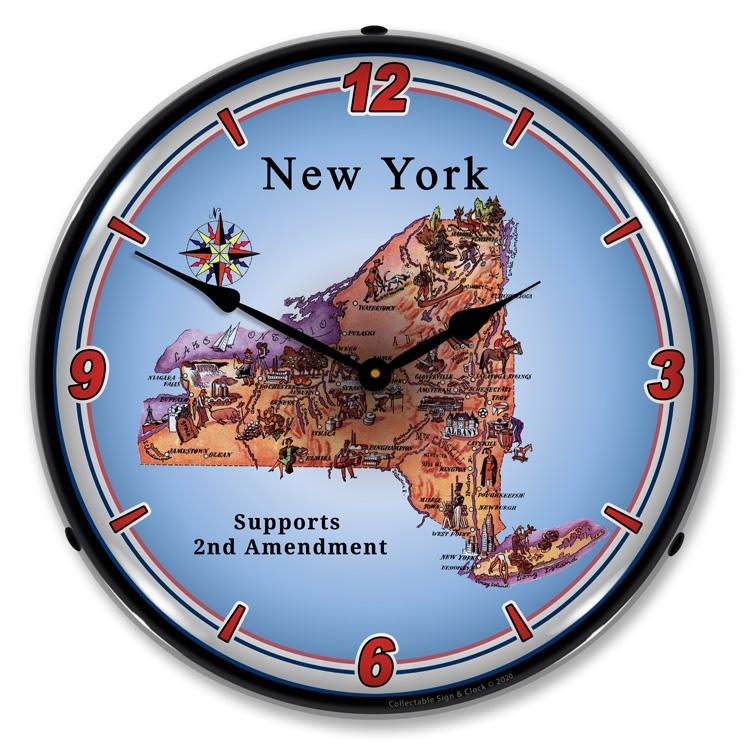 New York Supports the 2nd Amendment LED Clock-LED Clocks-Grease Monkey Garage