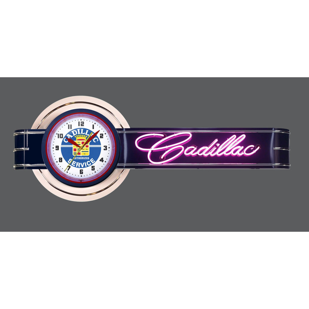 Offset Cadillac Neon Clock Sign-Neon Clock Signs-Grease Monkey Garage