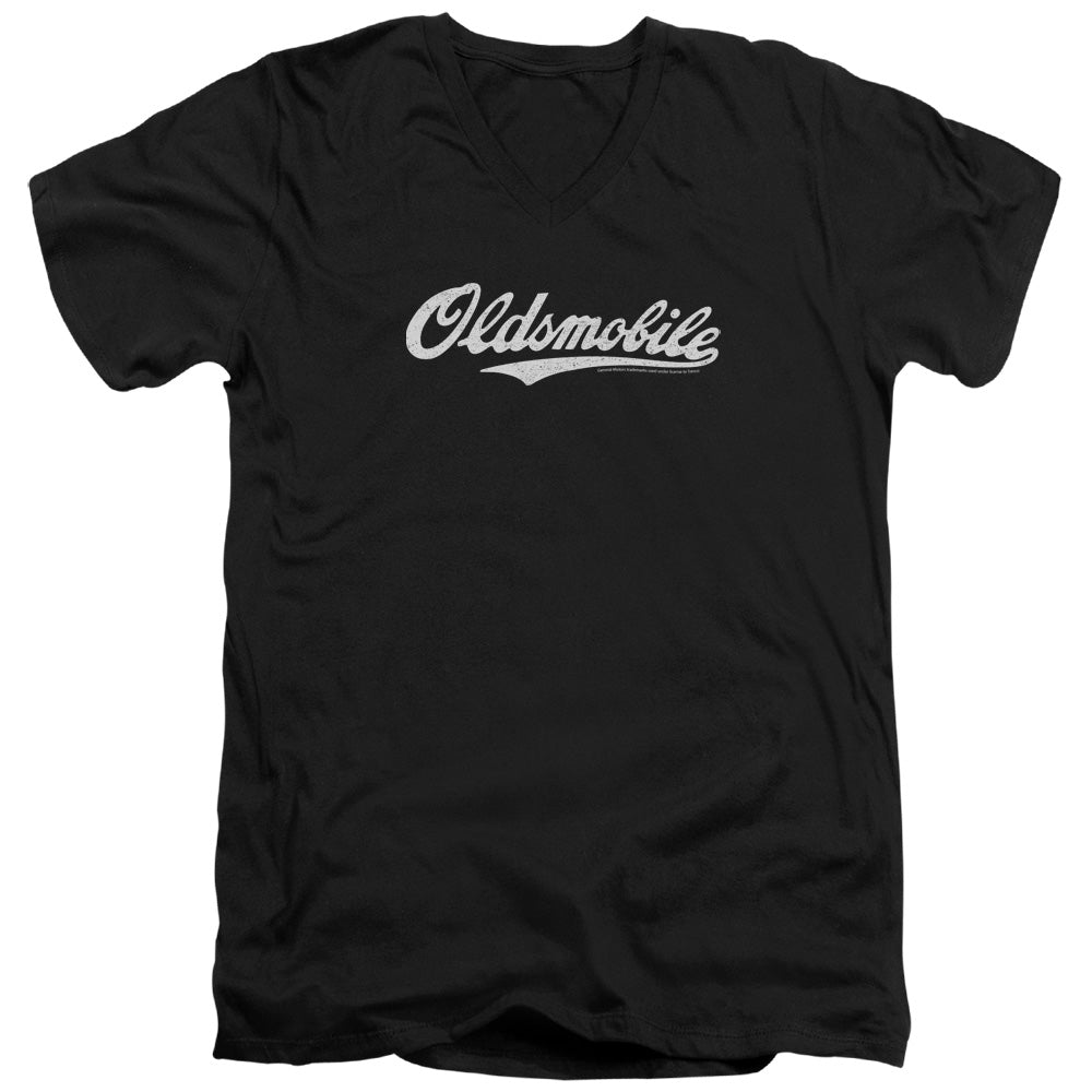 Oldsmobile Cursive Logo Short-Sleeve T-Shirt V-Neck T-Shirt-Grease Monkey Garage