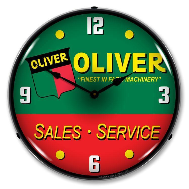 Oliver Tractor Sales & Service Backlit LED Clock-LED Clocks-Grease Monkey Garage