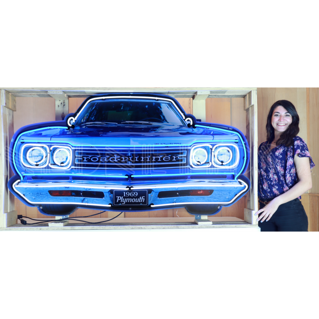 Plymouth Road Runner Grille Neon Sign in Steel Can-Neon Signs-Grease Monkey Garage