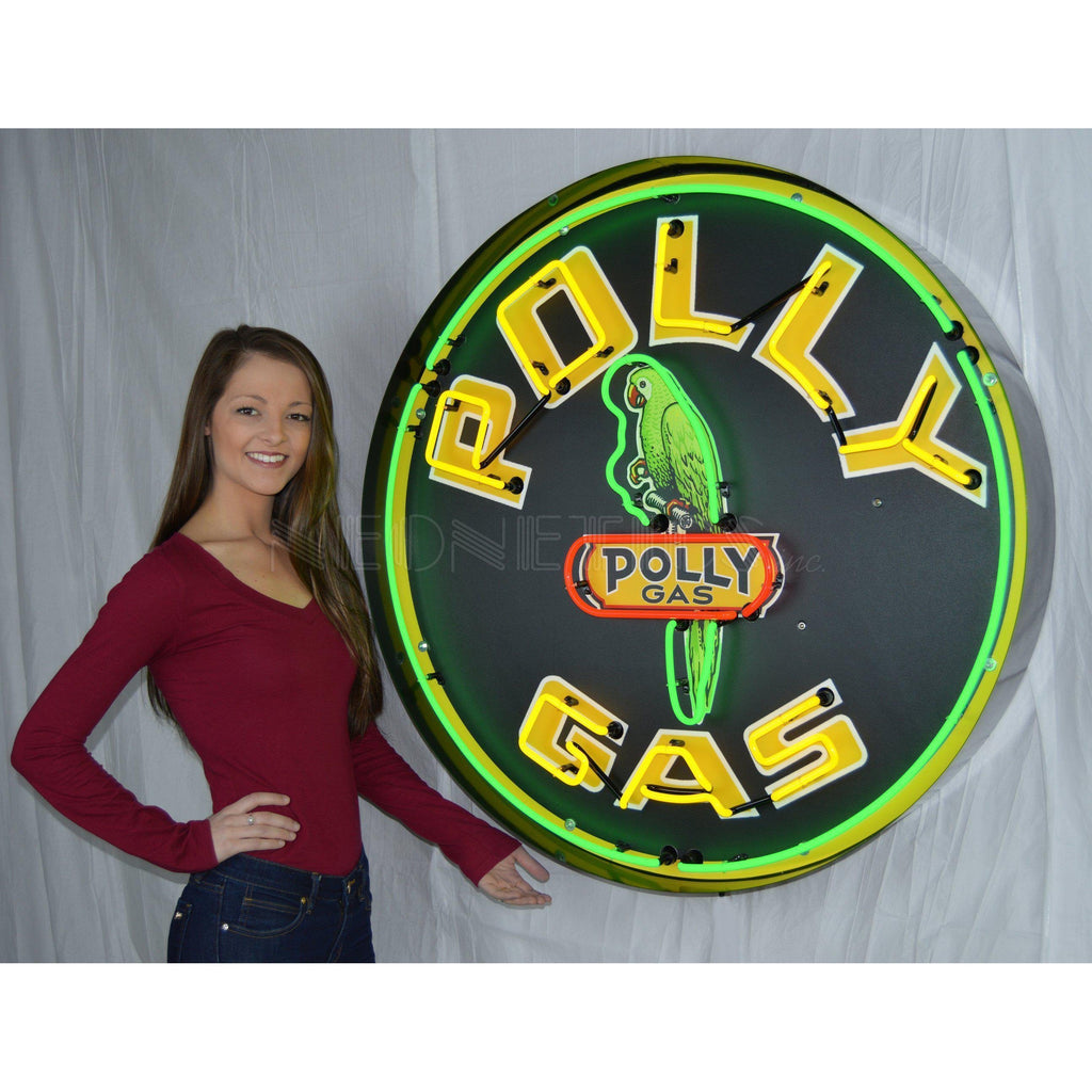 Polly Gasoline Neon Sign in Steel Can (36")-Neon Signs-Grease Monkey Garage