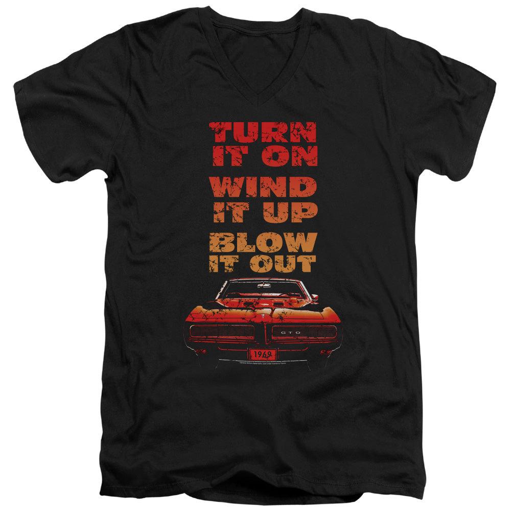 Pontiac 1969 GTO Blow It Out Short-Sleeve V-Neck T-Shirt-Grease Monkey Garage