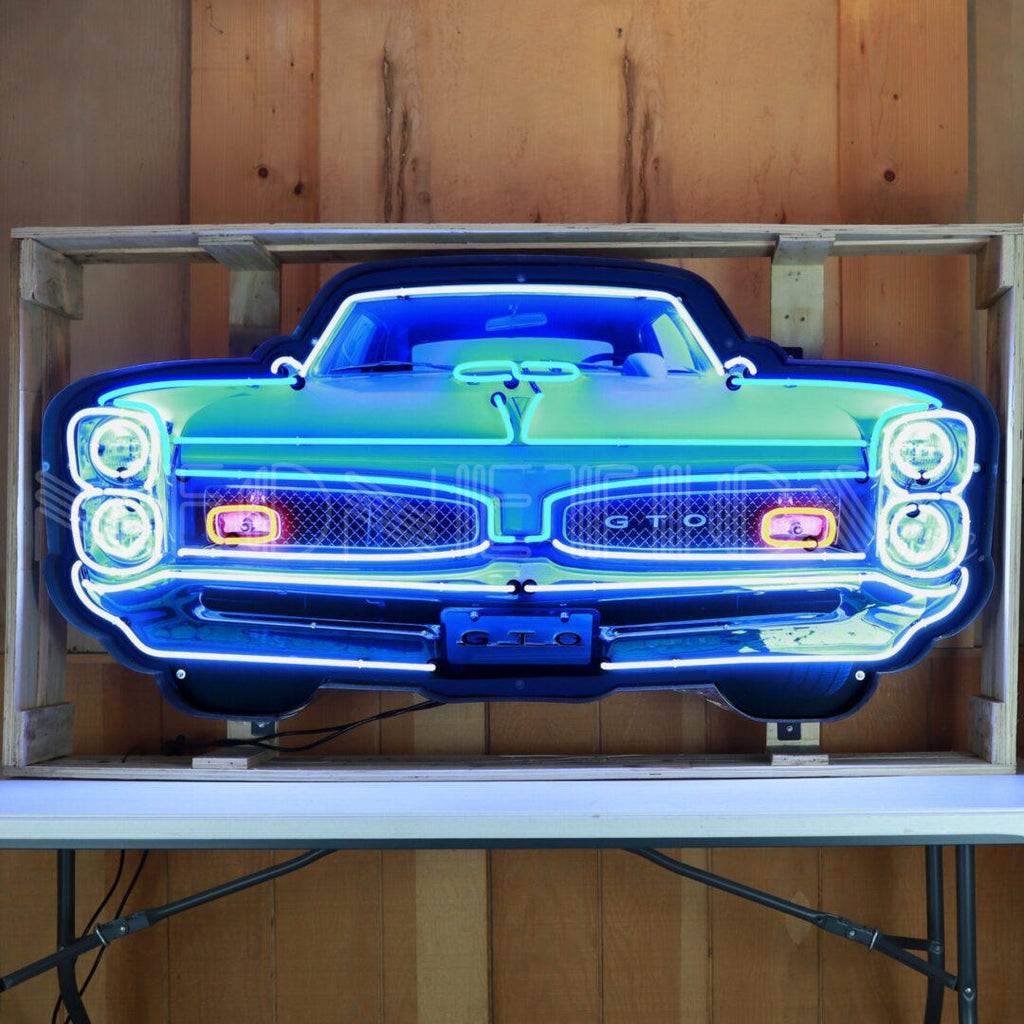 Pontiac GTO Grille Neon Sign in Steel Can-Neon Signs-Grease Monkey Garage