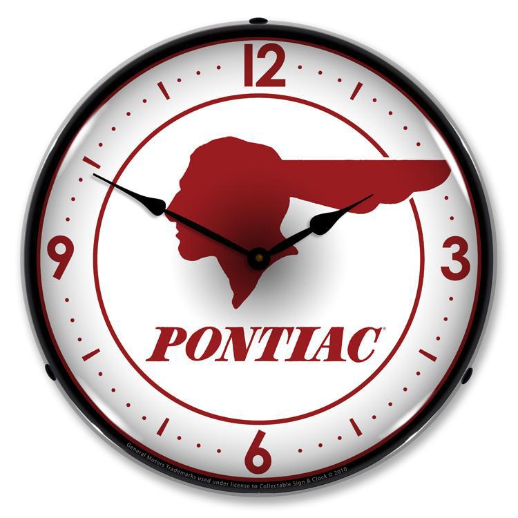 Pontiac Indian Backlit LED Clock-LED Clocks-Grease Monkey Garage