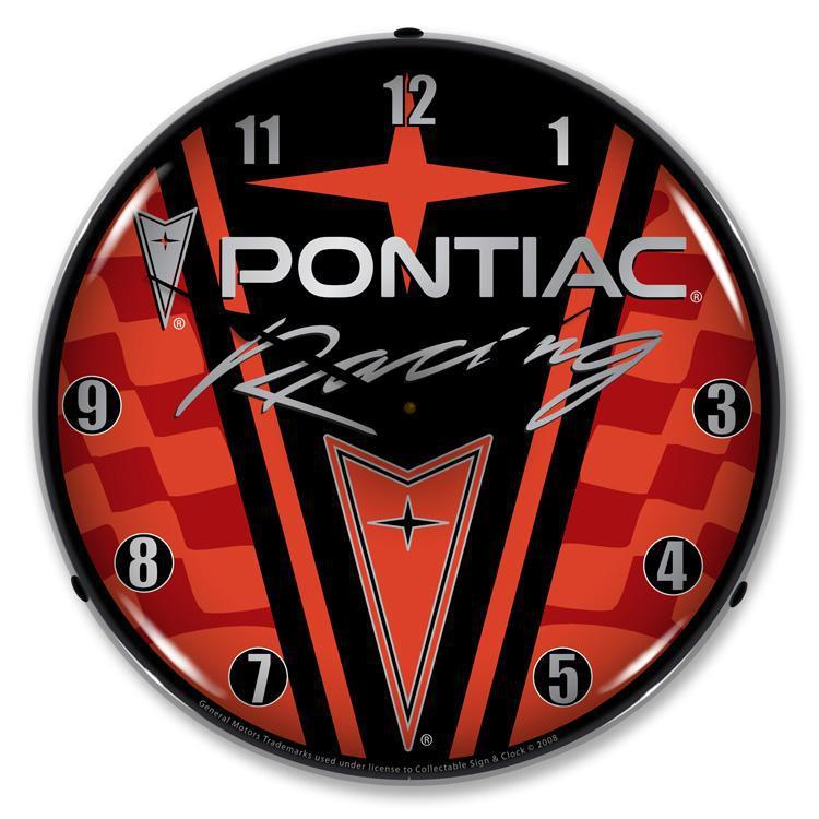 Pontiac Racing Backlit LED Clock-LED Clocks-Grease Monkey Garage