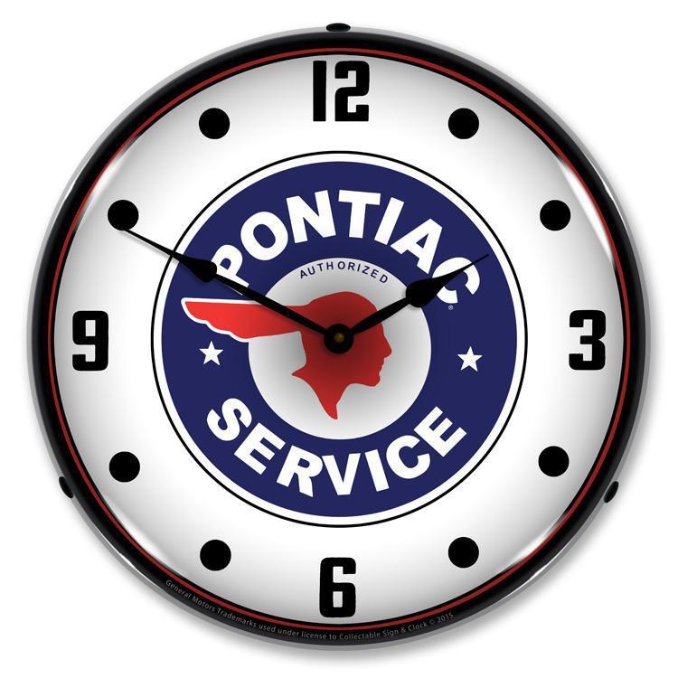 Pontiac Service Backlit LED Clock-LED Clocks-Grease Monkey Garage