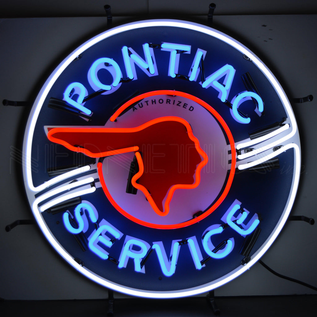 Pontiac Service Neon Sign with Backing-Neon Signs-Grease Monkey Garage