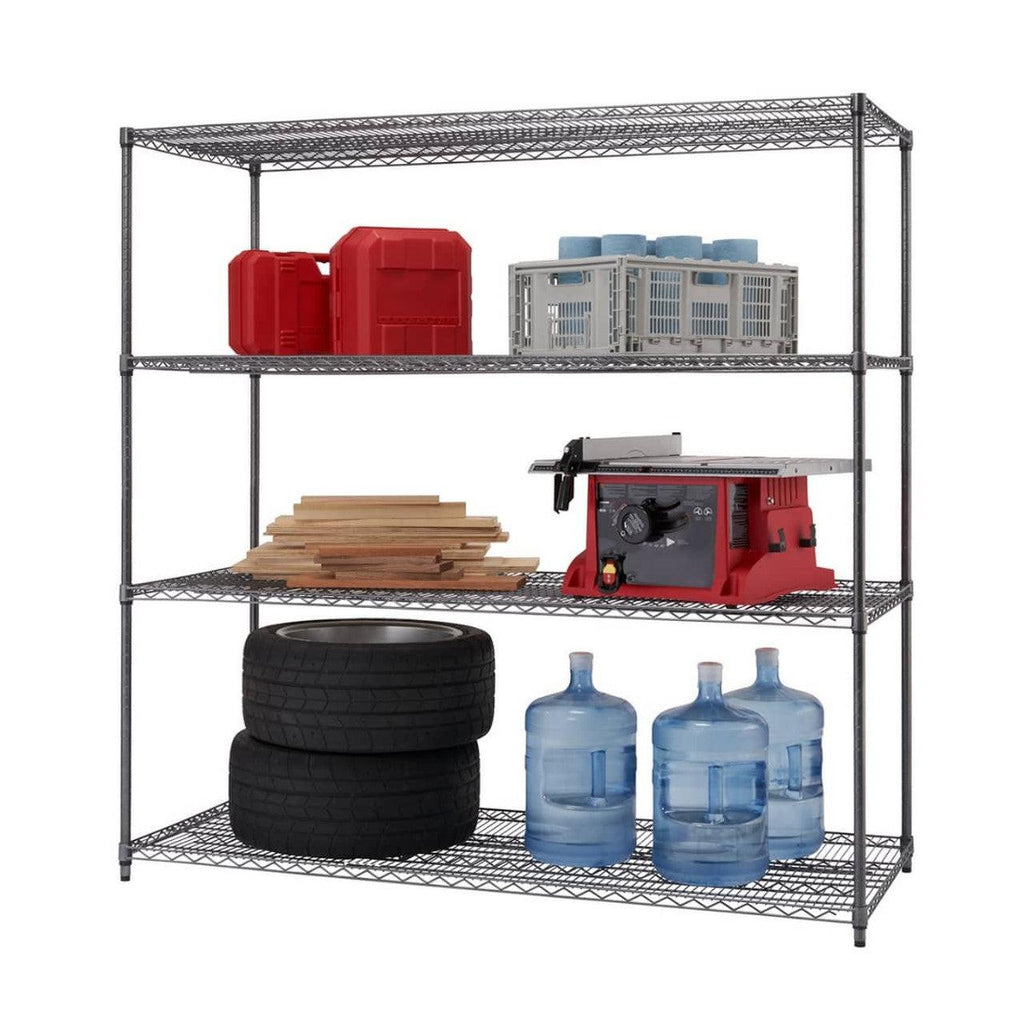 Professional 4-Tier Wire Shelving 72"x30"x72" - Black Anthracite-Grease Monkey Garage