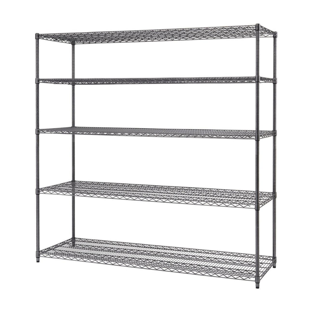 Professional 5-Tier Industrial Grade Wire Shelving 72"x24"x72" - Black Anthracite-Grease Monkey Garage