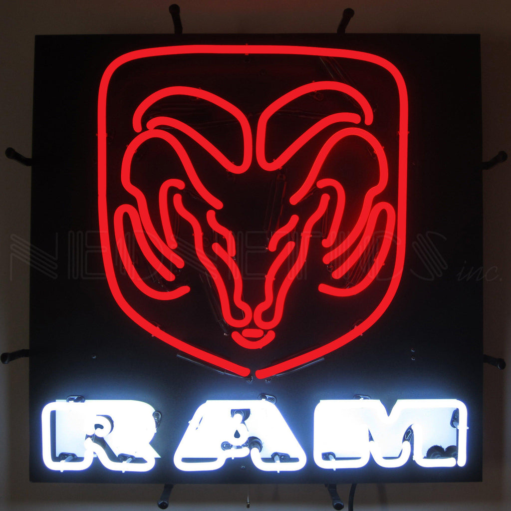 Ram Red Neon Sign with Backing-Neon Signs-Grease Monkey Garage