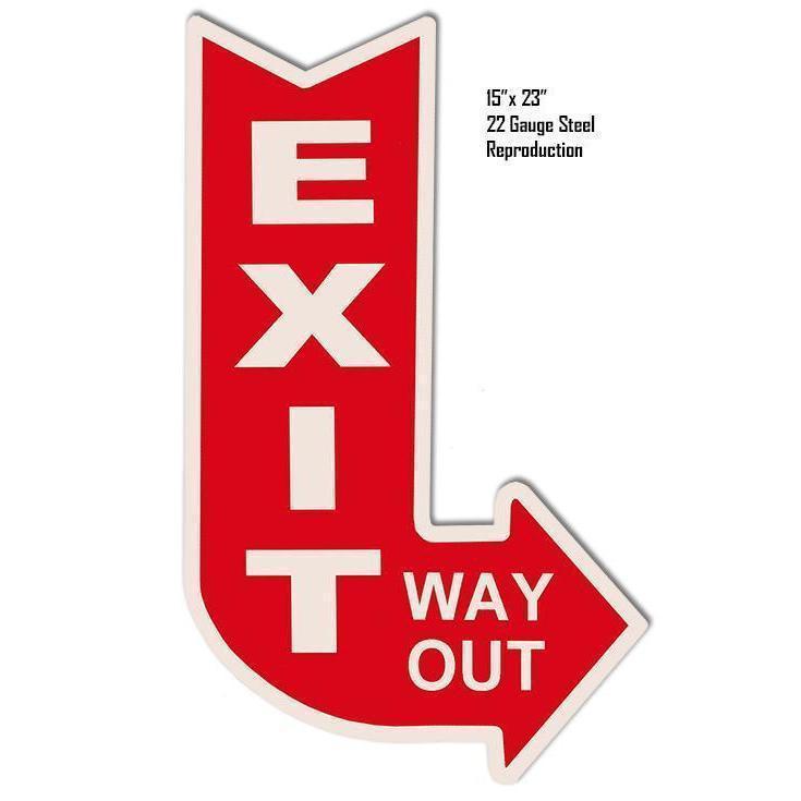 Right Exit Way Out Laser Cut Arrow Metal Sign-Metal Signs-Grease Monkey Garage
