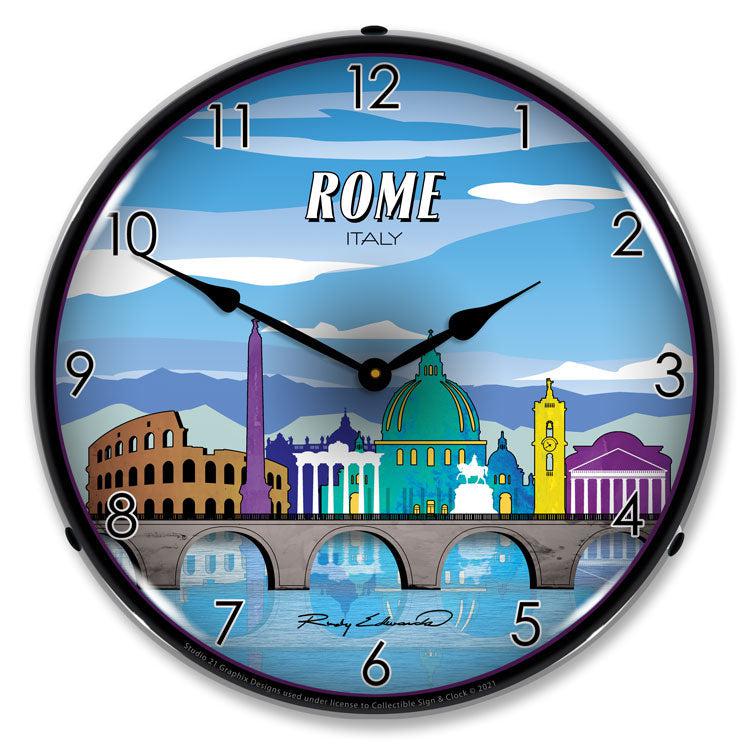 Rome Skyline LED Clock-LED Clocks-Grease Monkey Garage