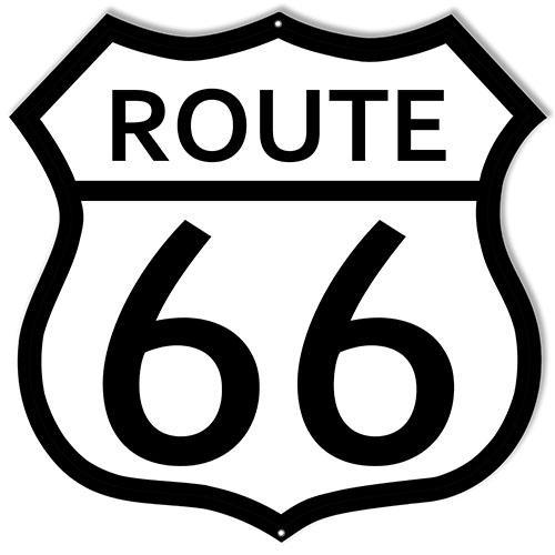 Route 66 Black and White Metal Sign-Metal Signs-Grease Monkey Garage