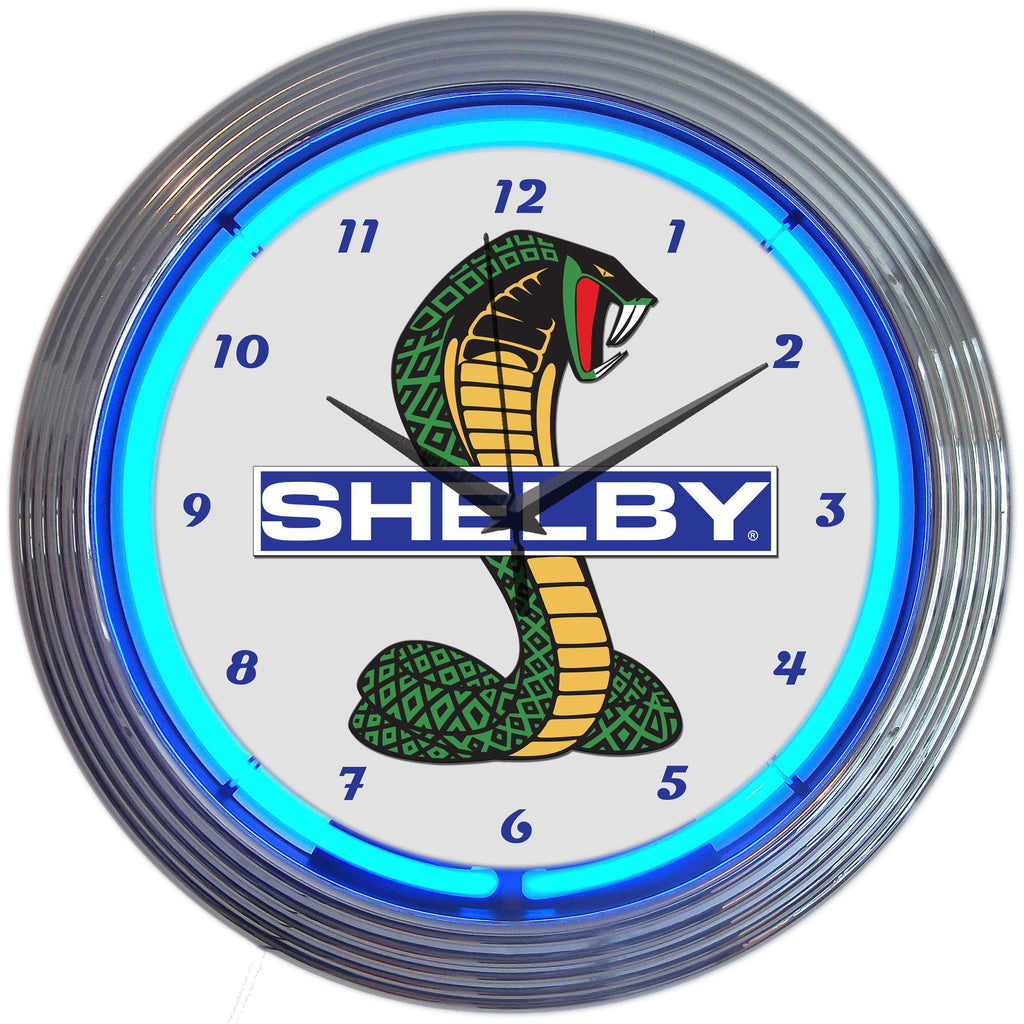 Shelby Cobra Coiled Snake Logo Neon Clock-Clocks-Grease Monkey Garage