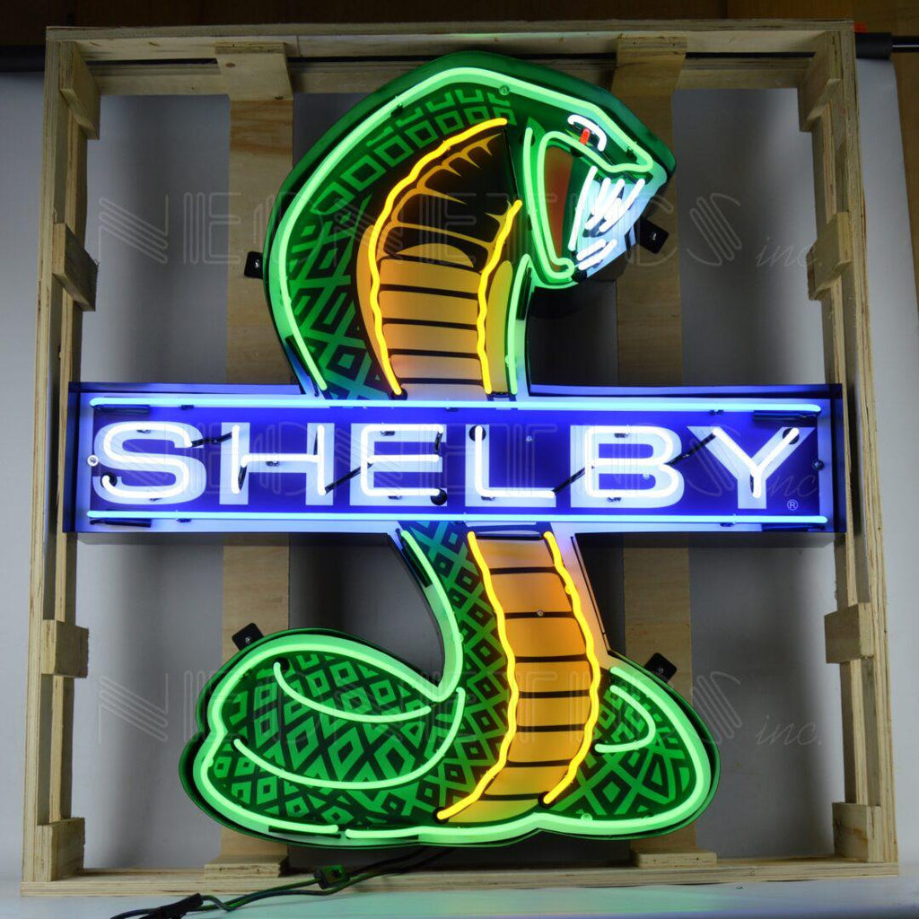 Shelby Cobra Shaped Neon Sign in Steel Can-Neon Signs-Grease Monkey Garage