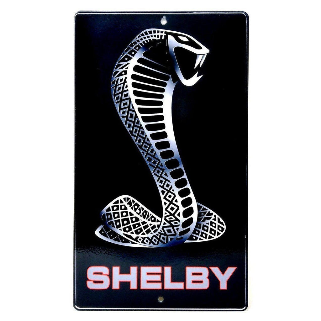 Shelby Snake Emblem Red and Gray Letters Metal Sign-Metal Signs-Grease Monkey Garage