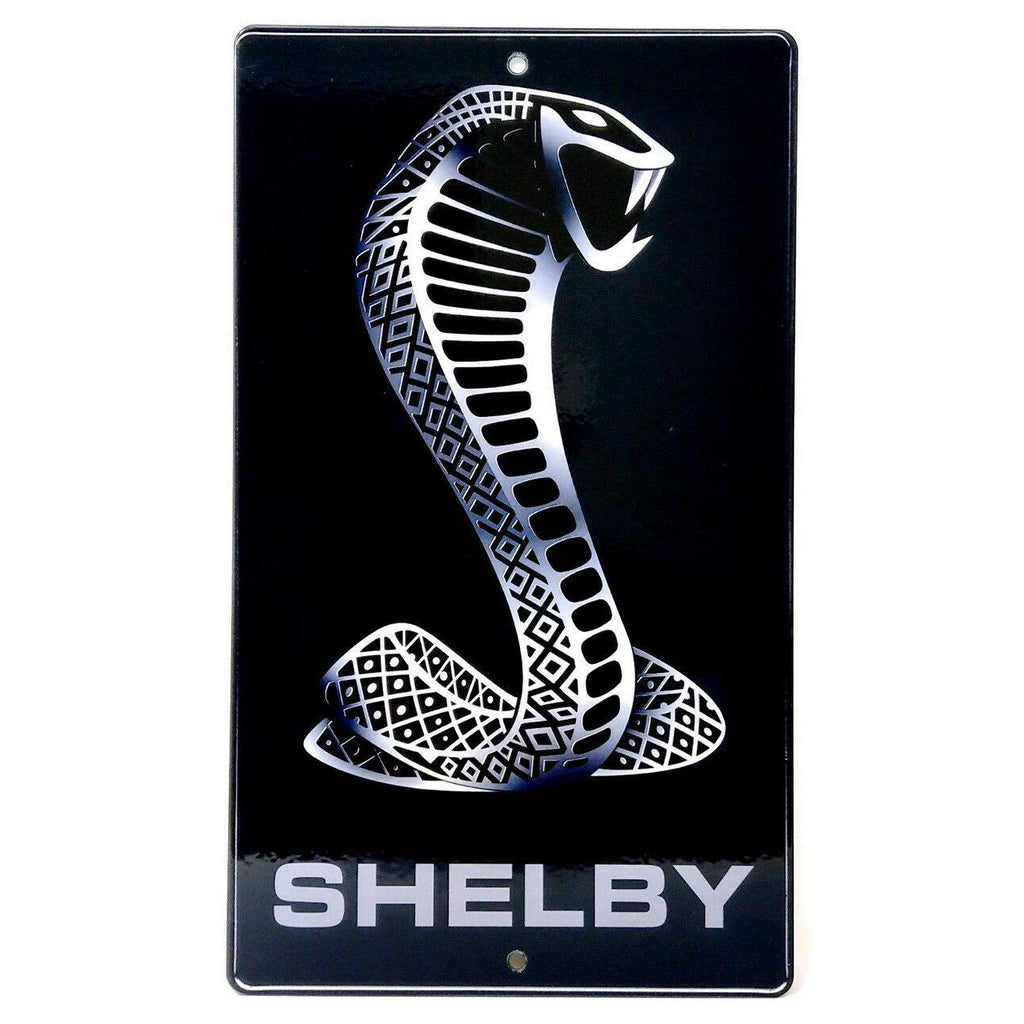 Shelby Snake Emblem with Gray Letters Metal Sign-Metal Signs-Grease Monkey Garage