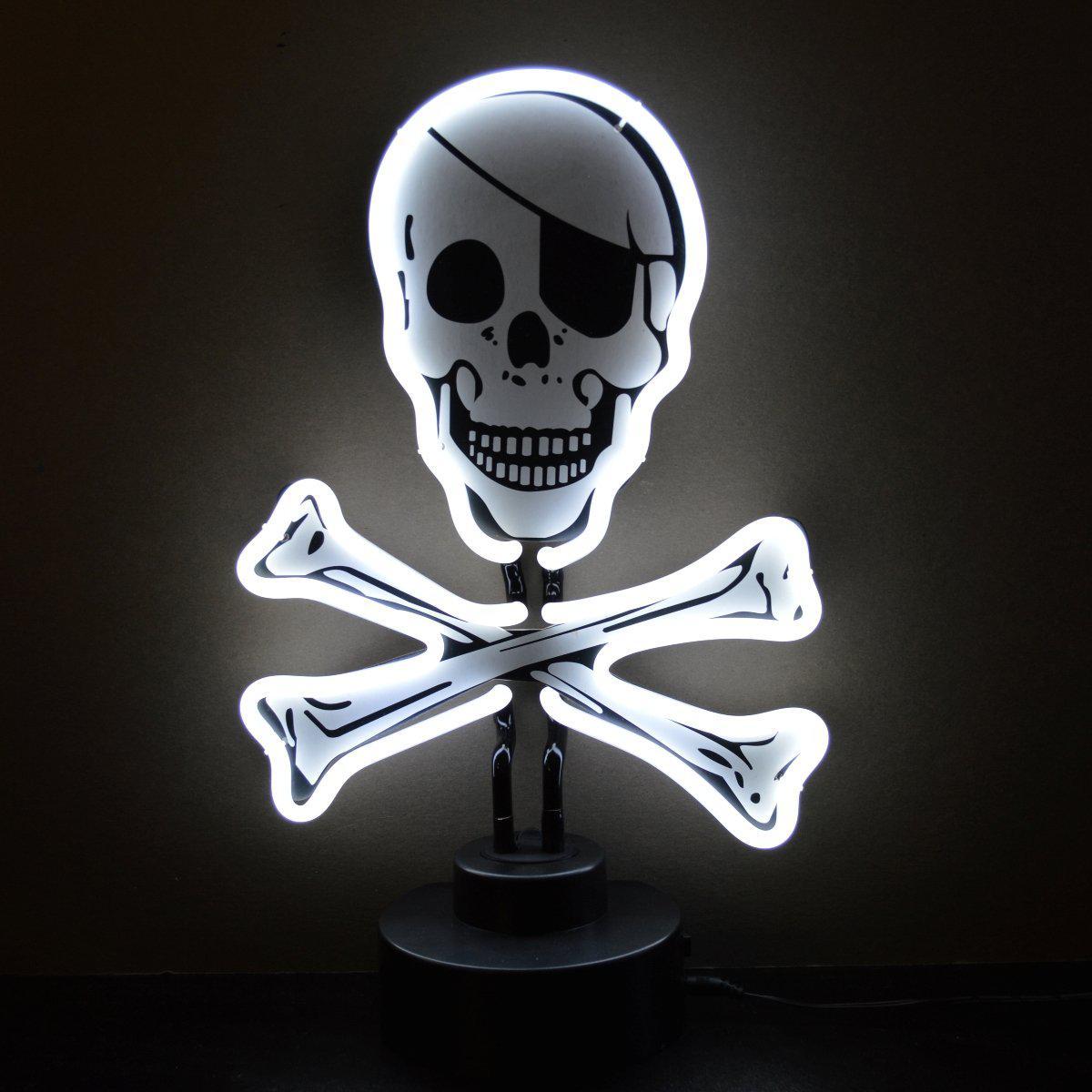 Skull and Crossbones Neon Sculpture-Neon Sculptures-Grease Monkey Garage