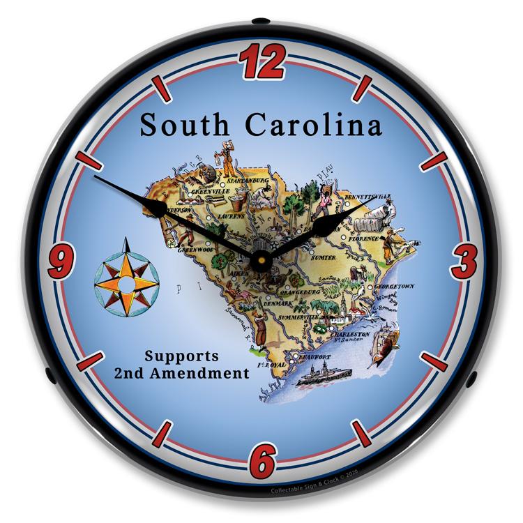 South Carolina Supports the 2nd Amendment LED Clock-LED Clocks-Grease Monkey Garage