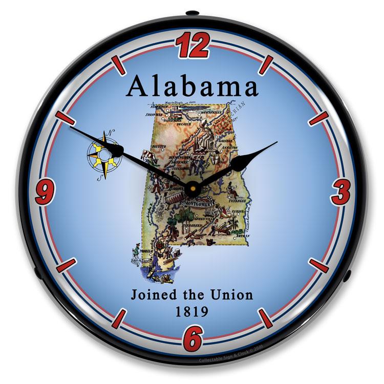 State of Alabama LED Clock-LED Clocks-Grease Monkey Garage