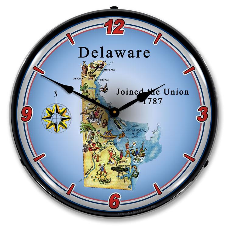 State of Delaware LED Clock-LED Clocks-Grease Monkey Garage