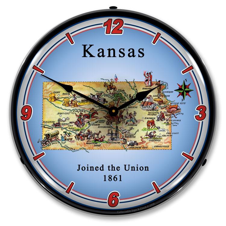 State of Kansas LED Clock-LED Clocks-Grease Monkey Garage