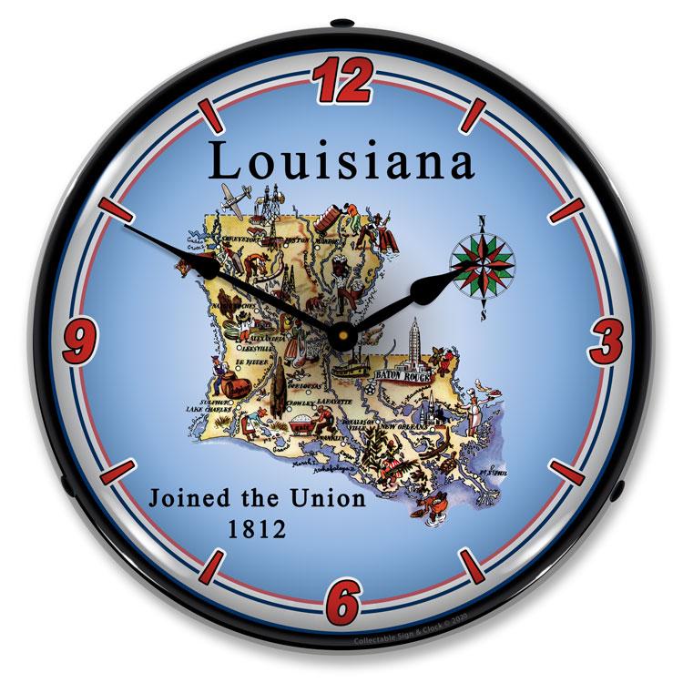 State of Louisiana LED Clock-LED Clocks-Grease Monkey Garage