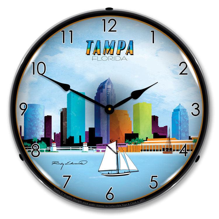 Tampa Skyline LED Clock-LED Clocks-Grease Monkey Garage