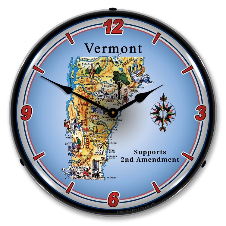 Vermont Supports the 2nd Amendment LED Clock-LED Clocks-Grease Monkey Garage