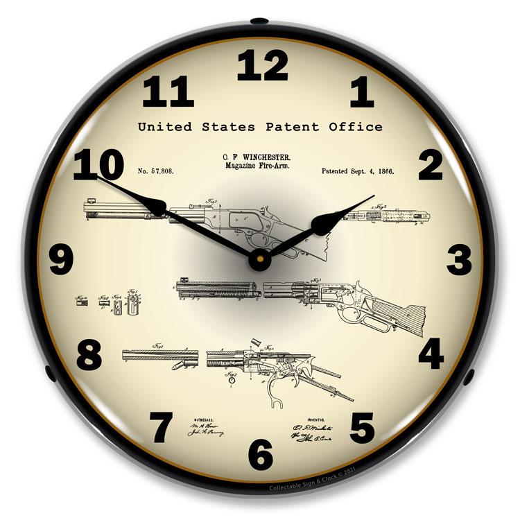 Winchester Lever Action Rifle 1866 Patent LED Clock-LED Clocks-Grease Monkey Garage