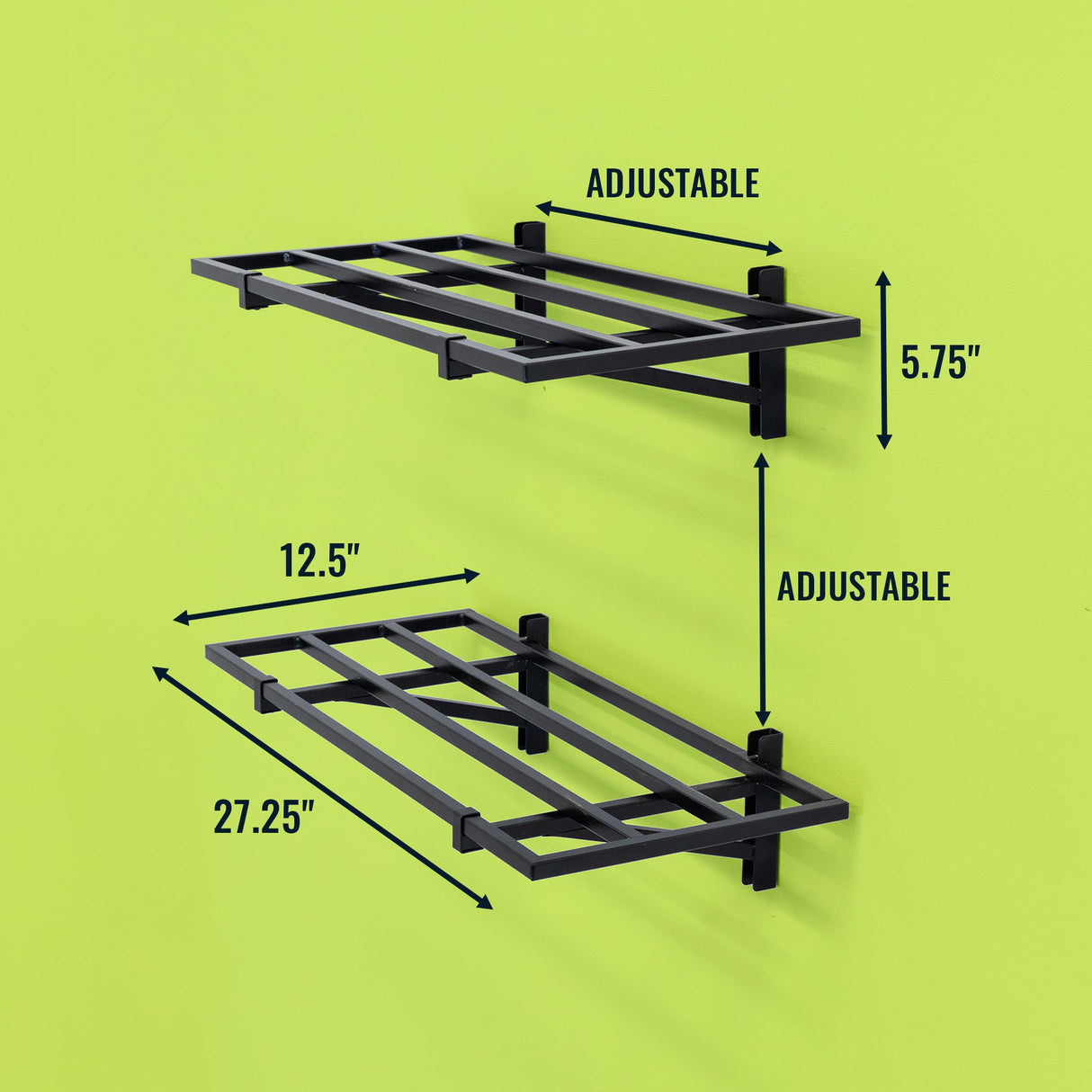 1' x 2' Bristol Garage Wall Mount Shelves | 2 Pack | Black-Wall Mounted-Grease Monkey Garage