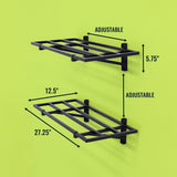 1' x 2' Bristol Garage Wall Mount Shelves | 2 Pack | Black-Wall Mounted-Grease Monkey Garage