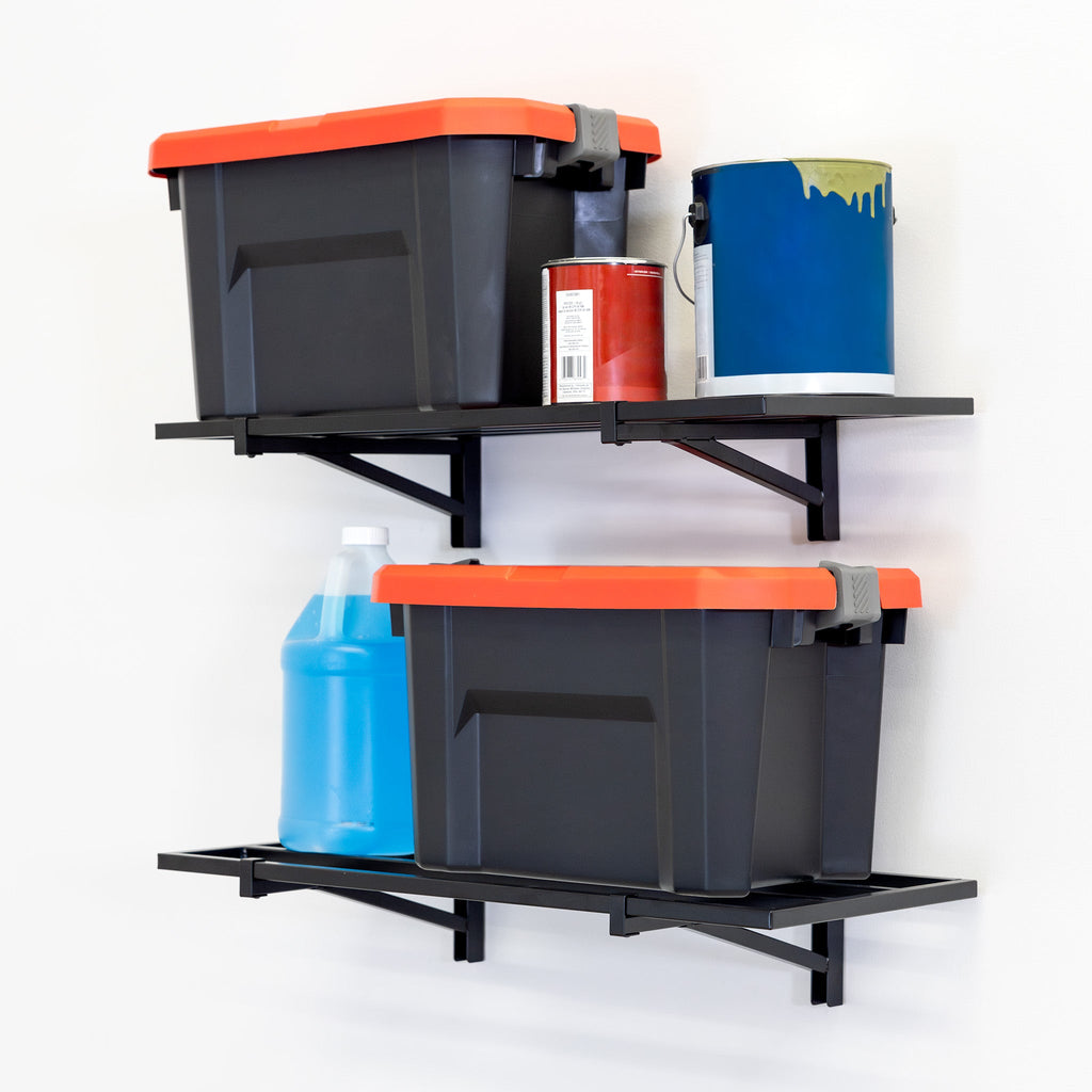 1' x 2' Bristol Garage Wall Mount Shelves | 2 Pack | Black-Wall Mounted-Grease Monkey Garage