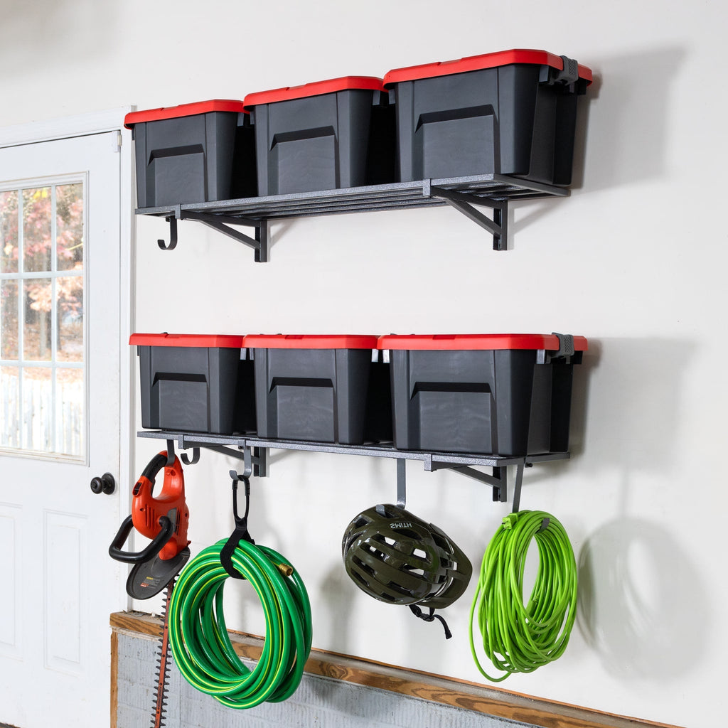 1' x 4' Bristol Garage Wall Mount Shelves | 2 Pack | Hammered Gray-Wall Mounted-Grease Monkey Garage