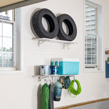 1' x 4' Bristol Garage Wall Mount Shelves | 2 Pack | White-Wall Mounted-Grease Monkey Garage